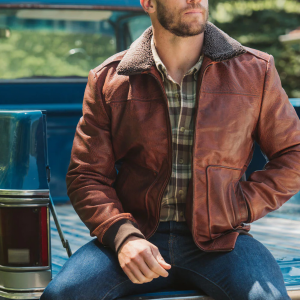 Men's Leather Bomber Jacket